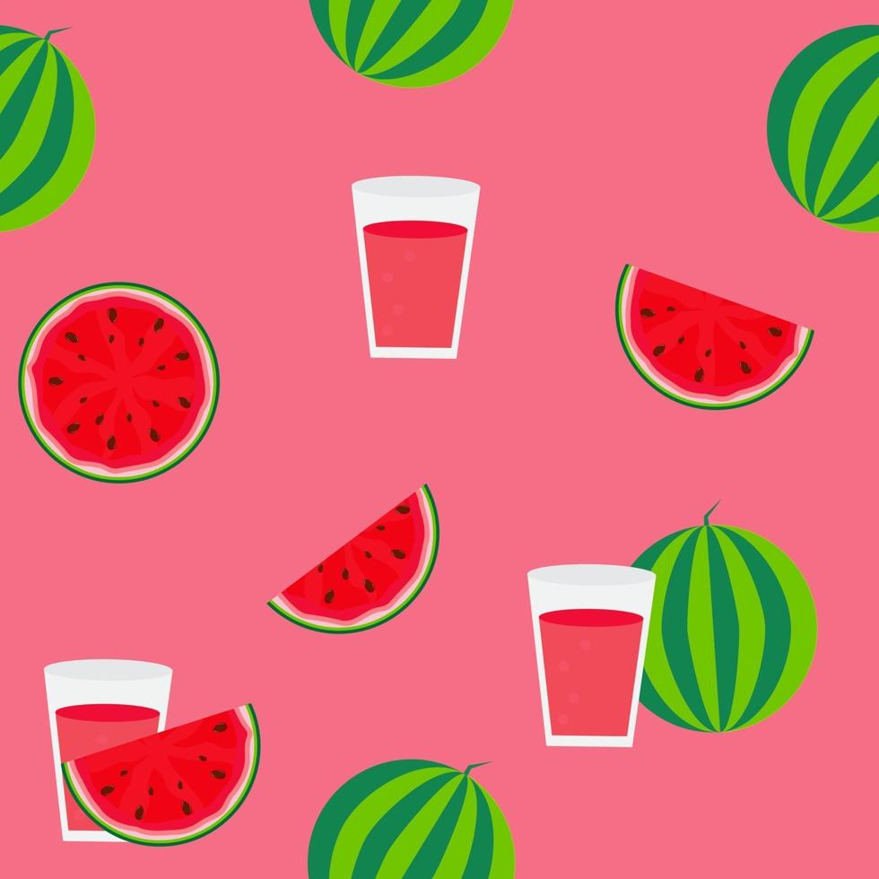ilustração em vetor fundo padrão sem emenda de suco de melancia fresca