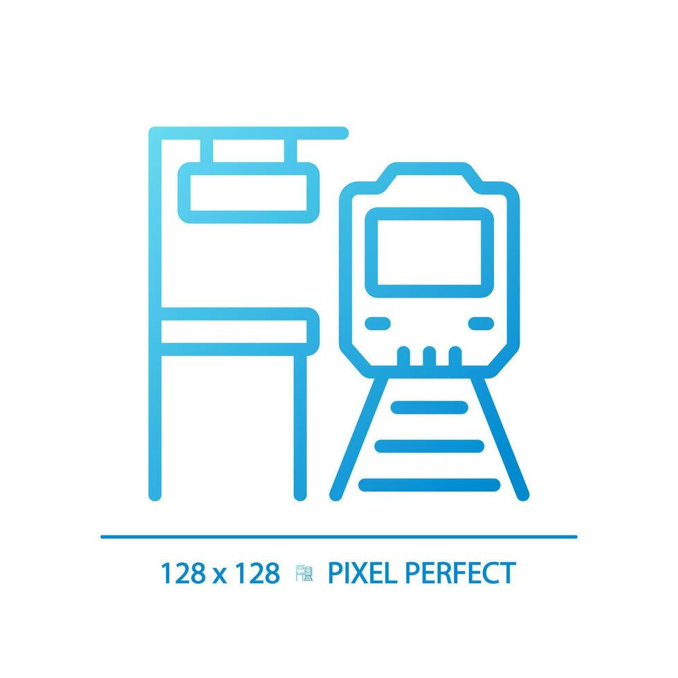 plataforma pixel perfeito gradiente linear vetor ícone. trem estação. estrada de ferro acompanhar. passageiro transporte. Alto Rapidez trilho. fino linha cor símbolo. moderno estilo pictograma. vetor isolado esboço desenhando