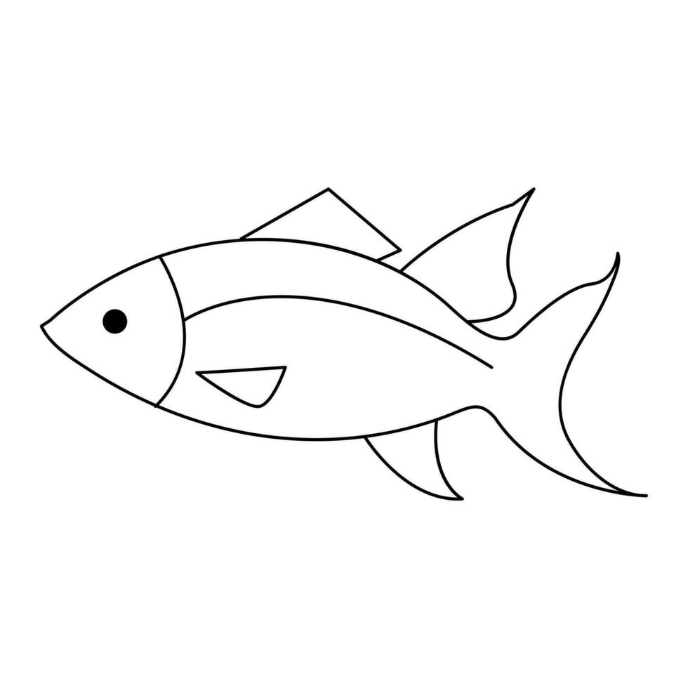 contínuo 1 linha desenhando do grande peixe e solteiro linha vetor arte ilustração