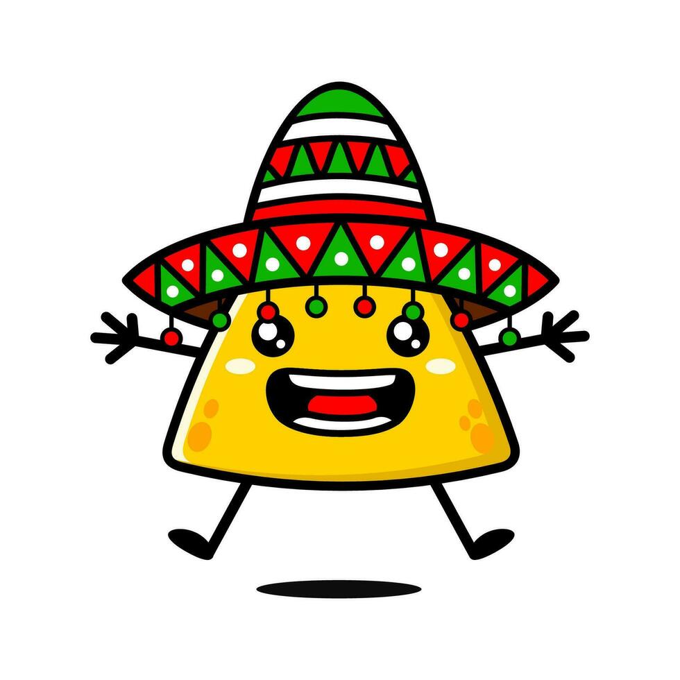 fofa nachos desenho animado personagem com sombrero chapéu vetor