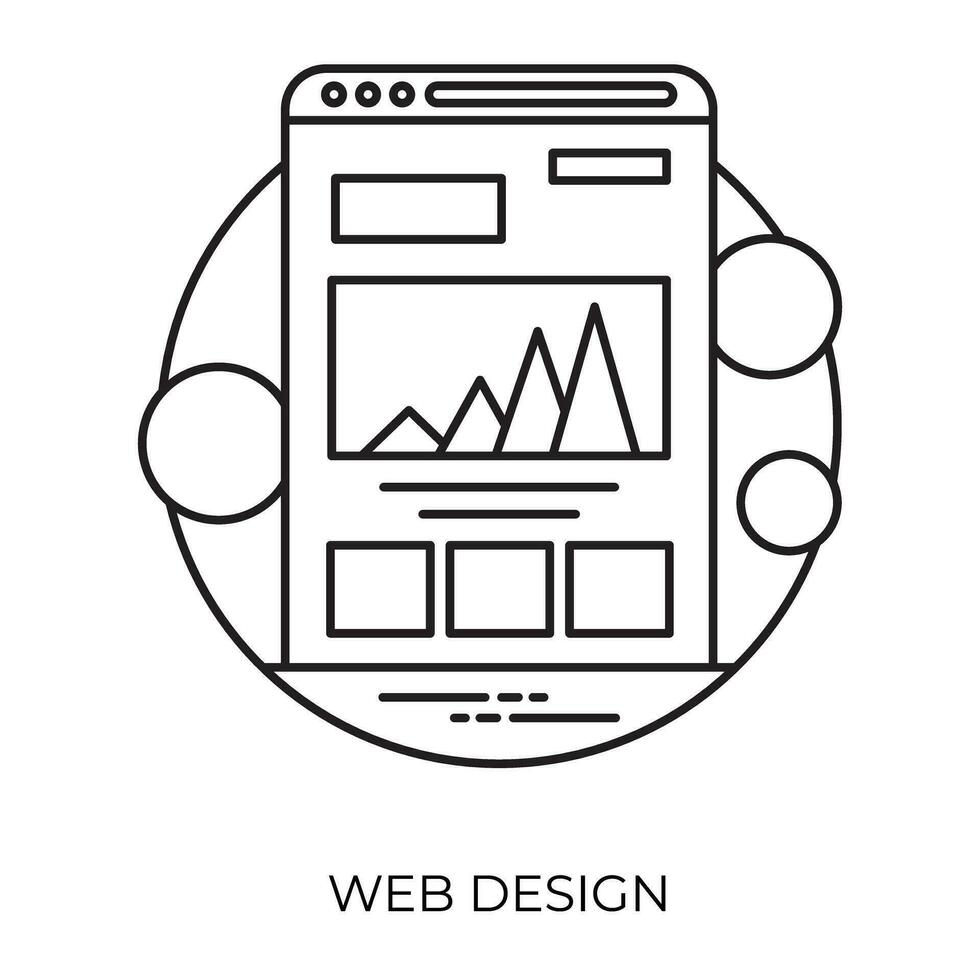 uma graficamente projetado página em computador tela com jogar símbolo em topo representando rede concepção processo vetor