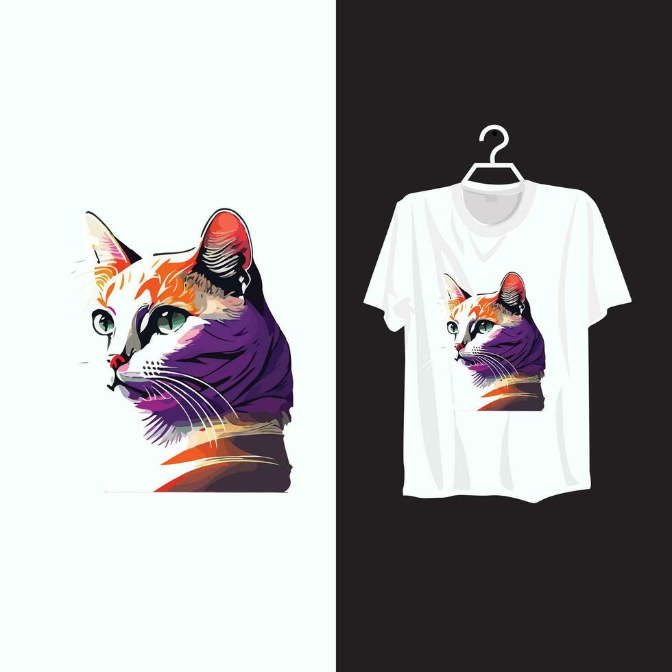 design de modelo de camiseta de gato. vetor