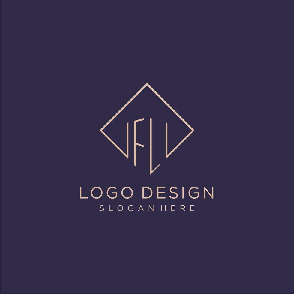 iniciais fl logotipo monograma com retângulo estilo Projeto vetor