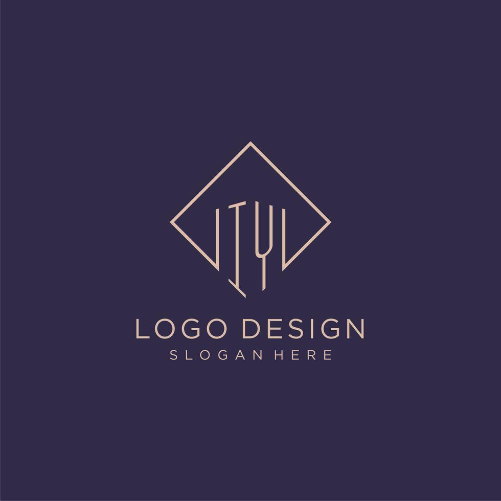 iniciais iy logotipo monograma com retângulo estilo Projeto vetor