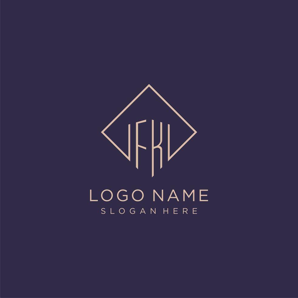 iniciais fk logotipo monograma com retângulo estilo Projeto vetor