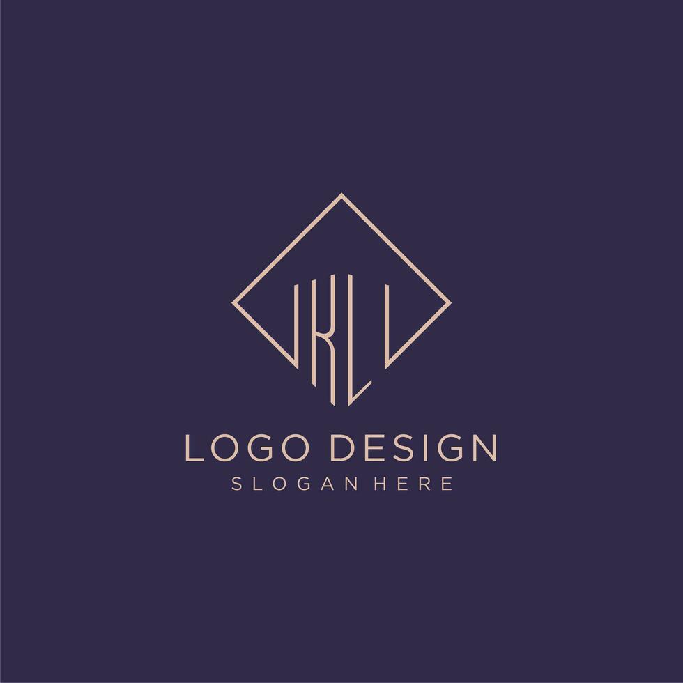 iniciais kl logotipo monograma com retângulo estilo Projeto vetor