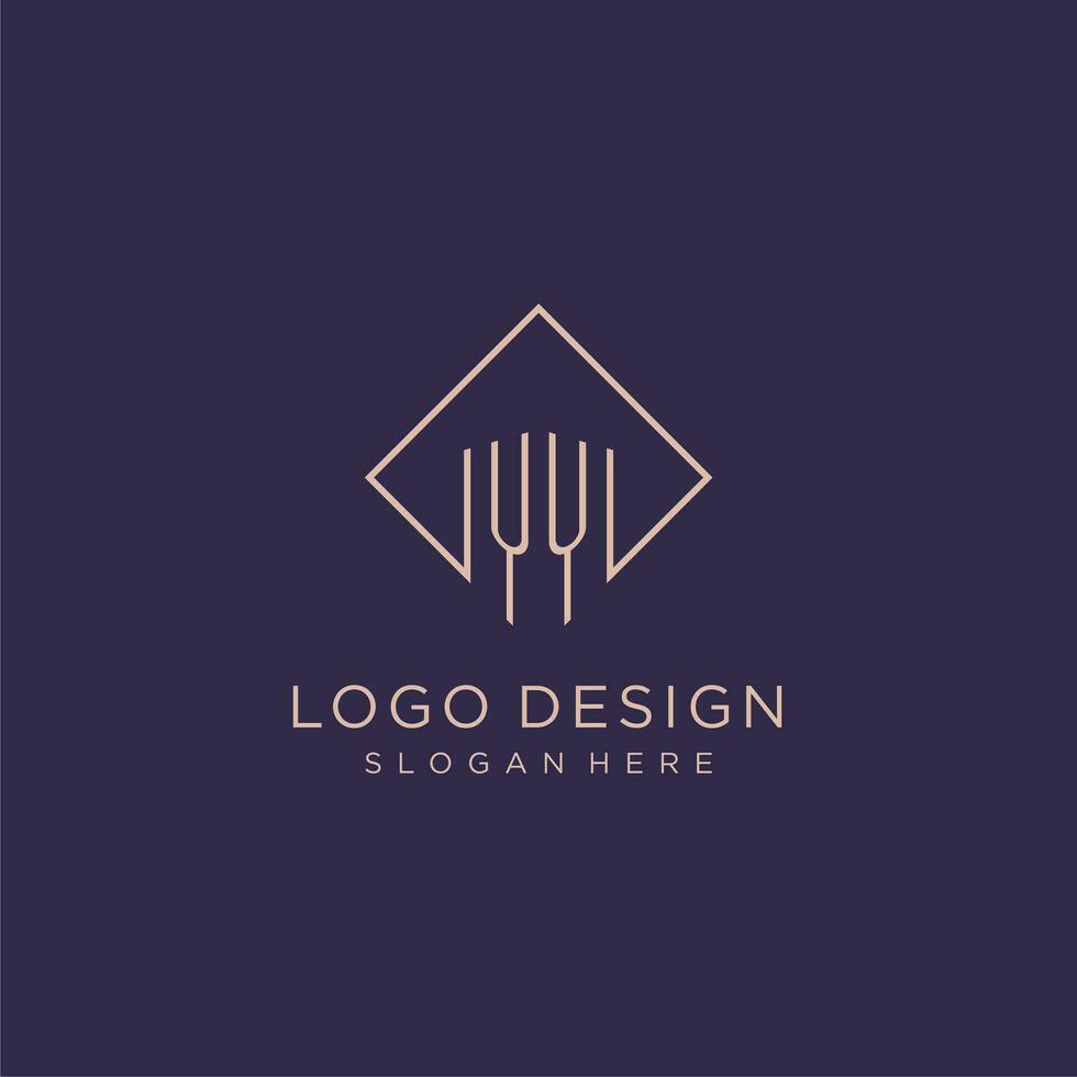 iniciais yy logotipo monograma com retângulo estilo Projeto vetor