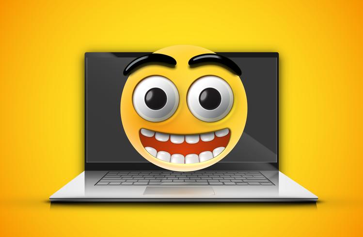 Emoticon de alta detalhado em uma tela de notebook, ilustração vetorial vetor