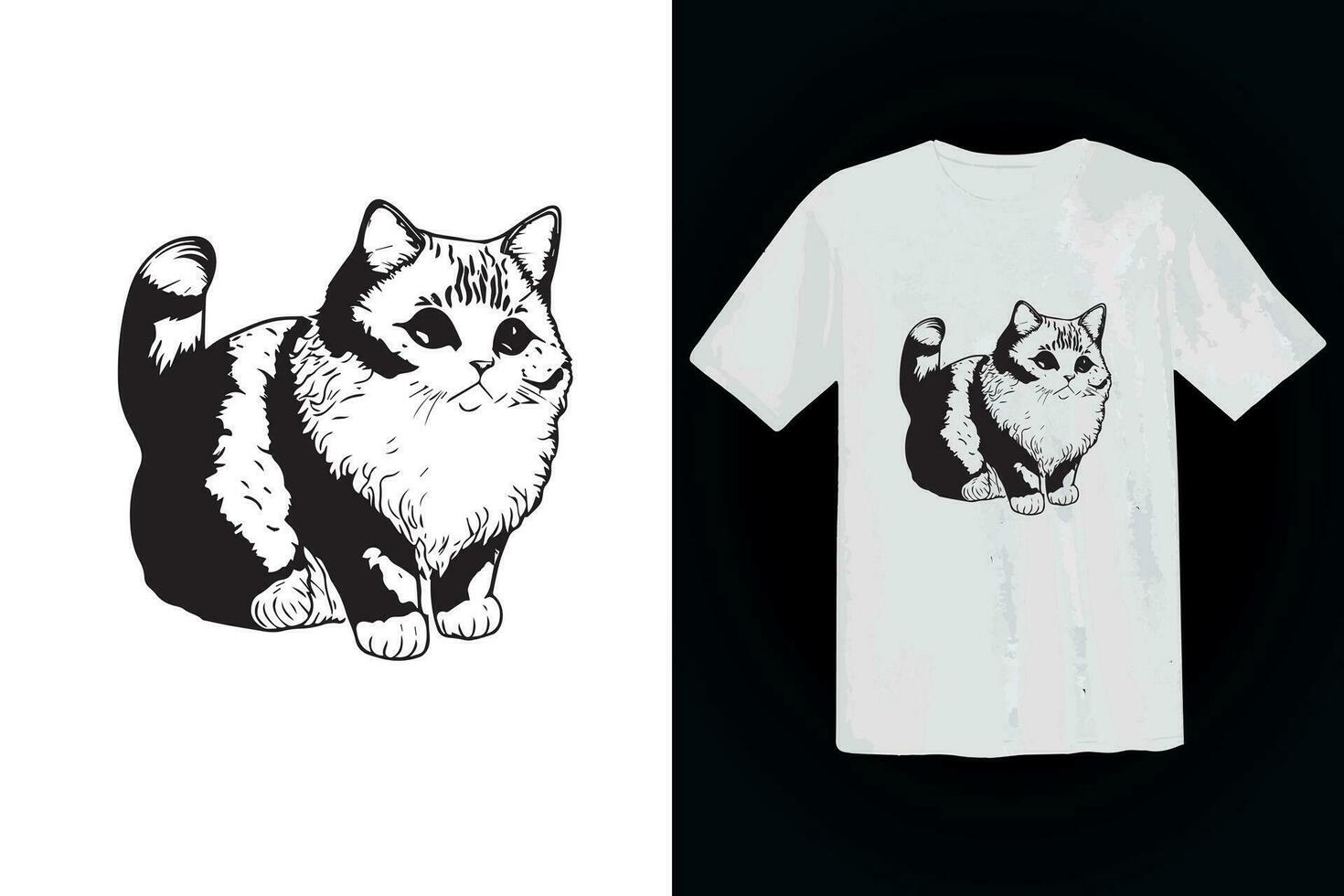 editável gato t camisa Projeto vetor