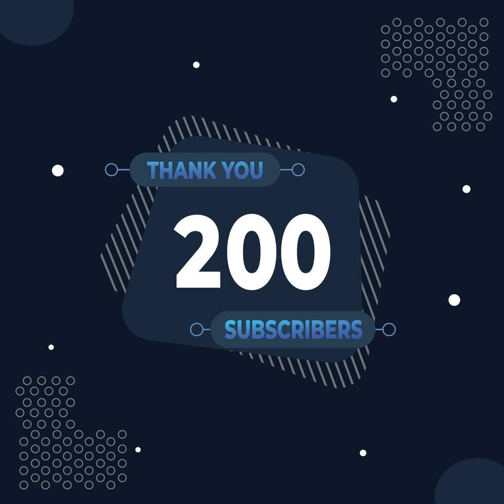 obrigado você 200 assinantes ou seguidores. rede social meios de comunicação moderno postar Projeto vetor