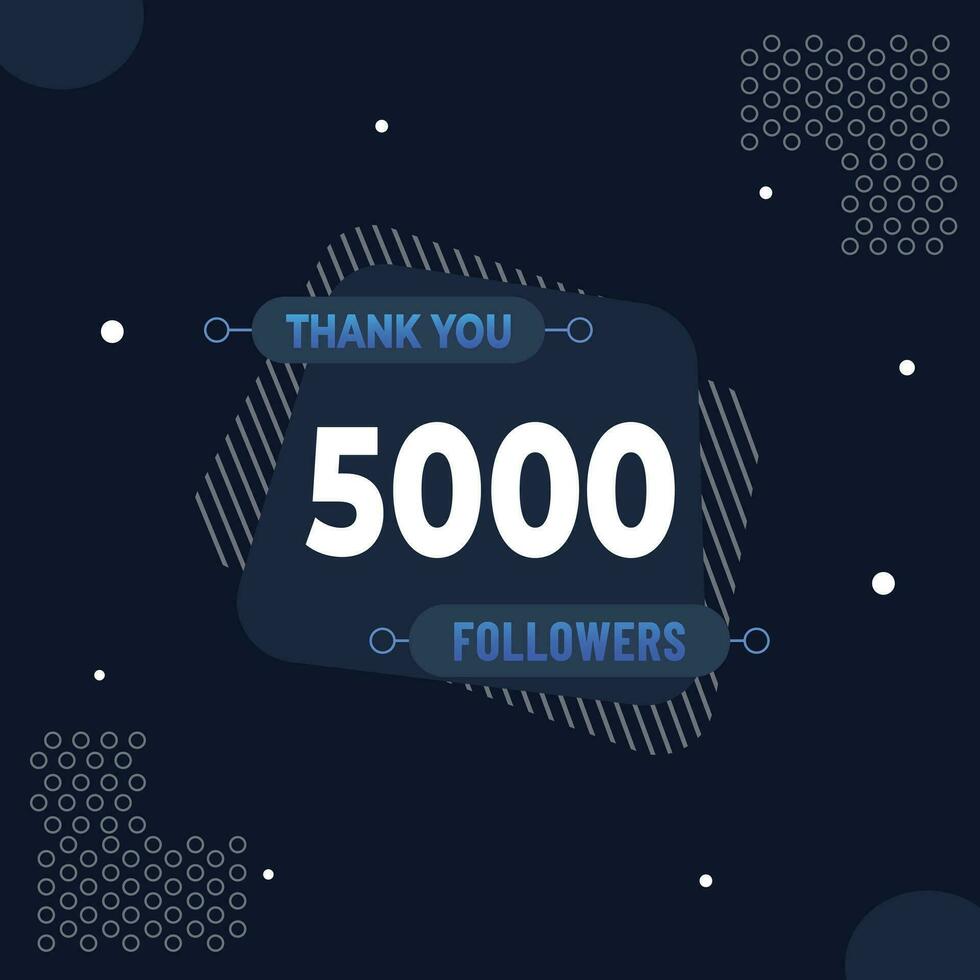 obrigado você 5k assinantes ou seguidores. rede social meios de comunicação moderno postar Projeto vetor