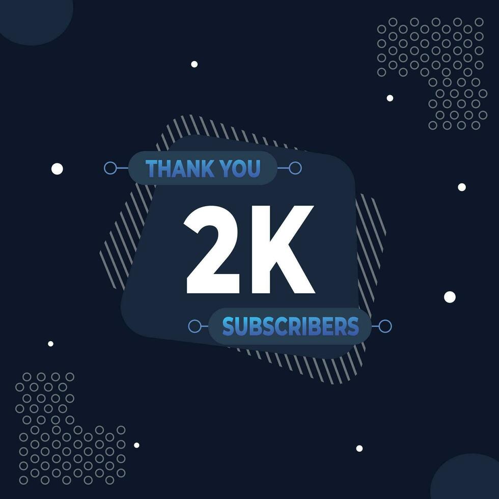 obrigado você 2k assinantes ou seguidores. rede social meios de comunicação moderno postar Projeto vetor