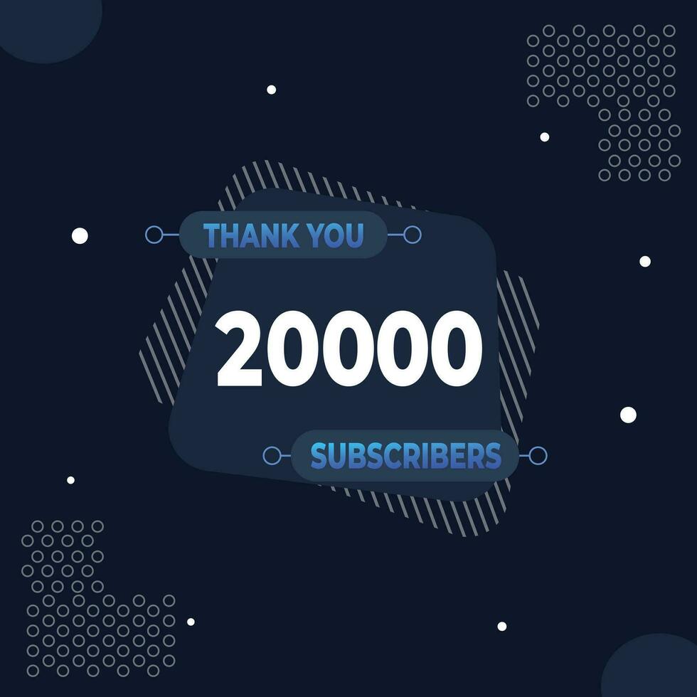 obrigado você 20k assinantes ou seguidores. rede social meios de comunicação moderno postar Projeto vetor