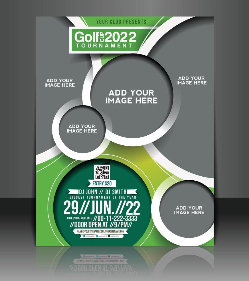 design de brochura de torneio de golfe vetor