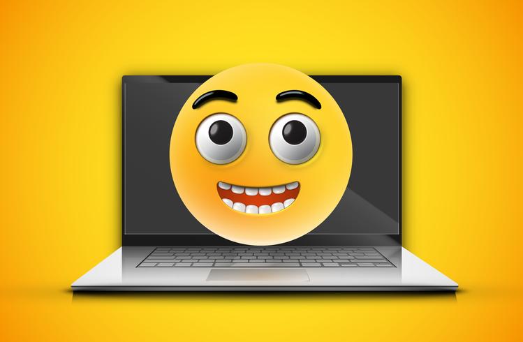 Emoticon de alta detalhado em uma tela de notebook vetor