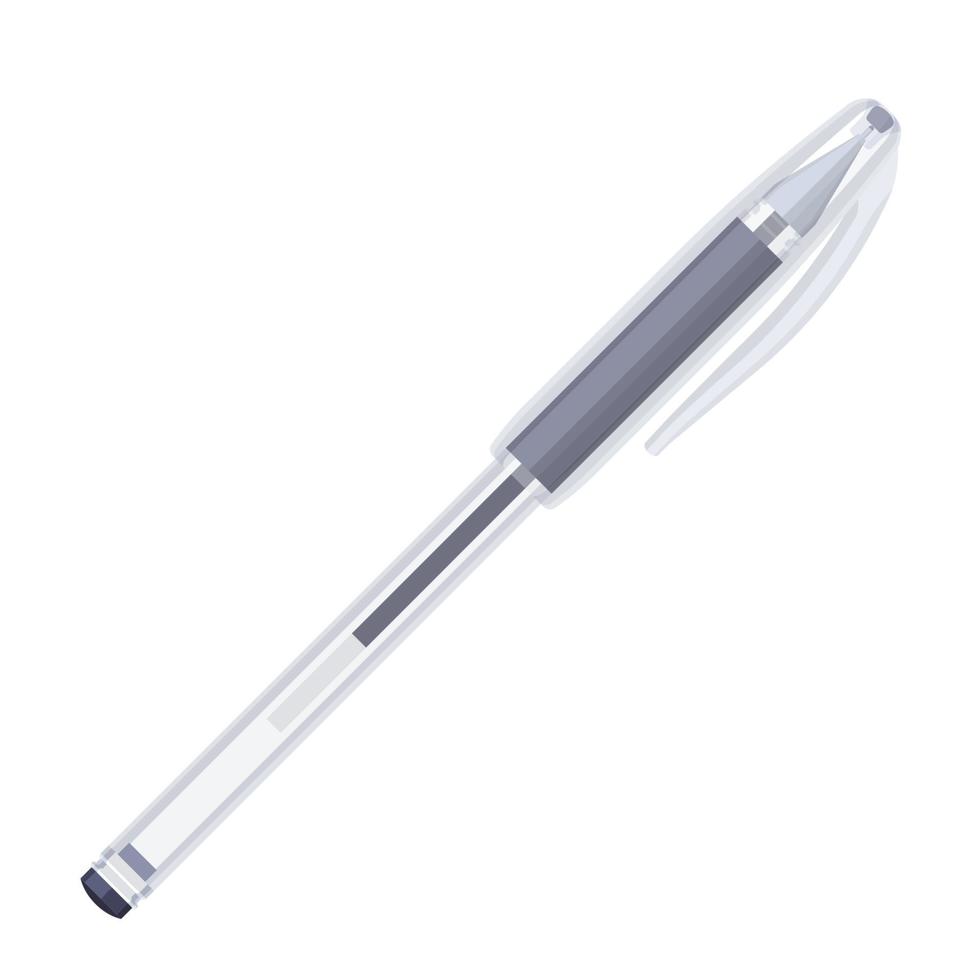 papelaria escolar elemento vetorial caneta esferográfica azul com tampa de caneta vetor