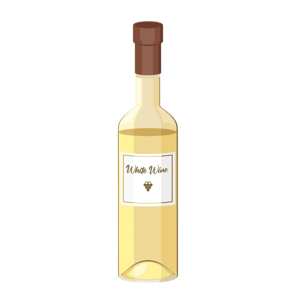 ilustração vetorial desenho animado objeto isolado alcohoi bebida garrafa vinho branco vetor