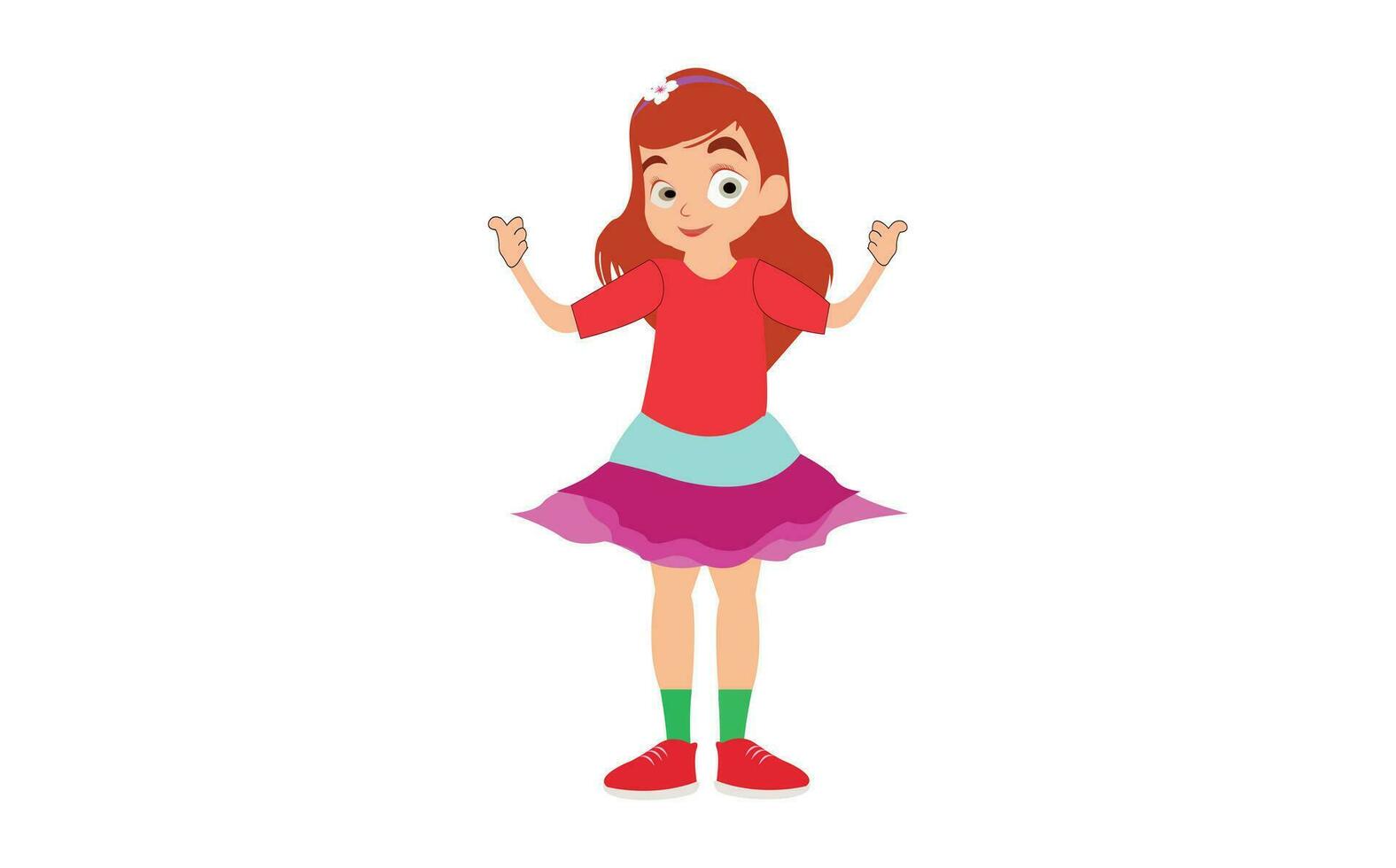 vetor adolescente menina desenho animado personagem, menina com feliz sorrir em branco fundo.