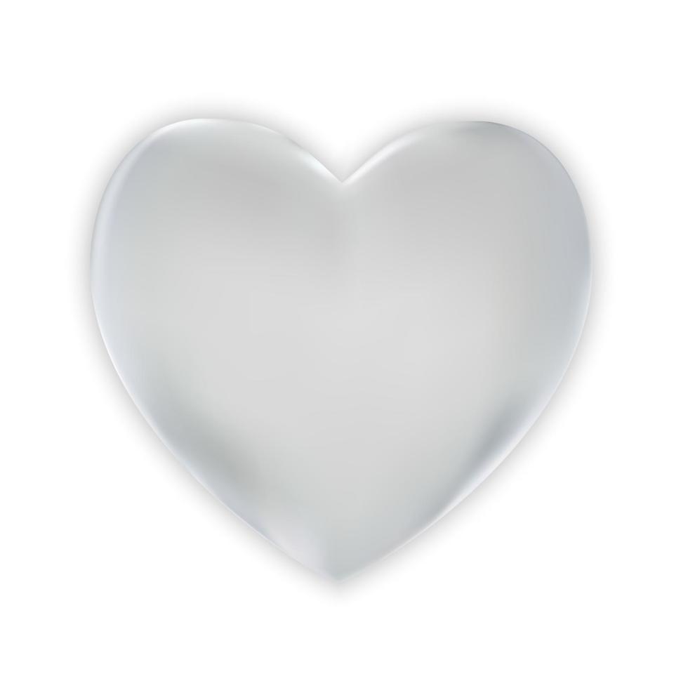 coração de prata 3d colorido naturalista em um fundo branco. ilustração vetorial vetor