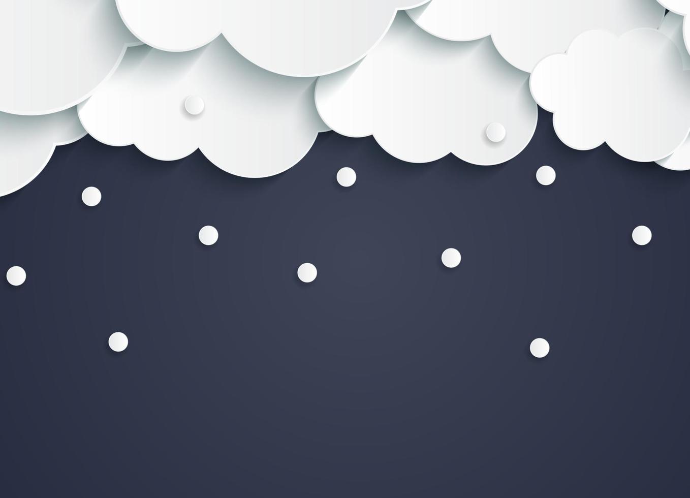 nuvens de papel abstratas com ilustração vetorial de flocos de neve vetor