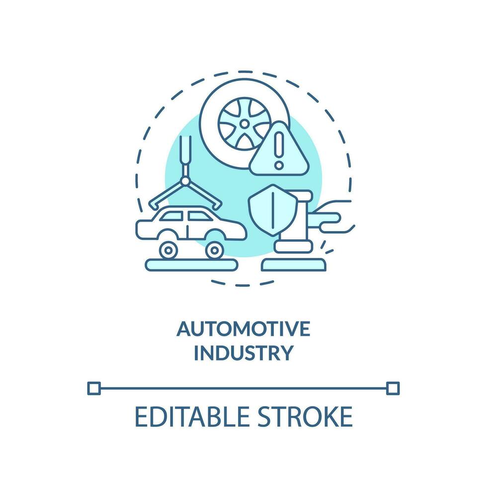 2d editável automotivo indústria fino linha ícone conceito, isolado vetor, azul ilustração representando produtos responsabilidade. vetor