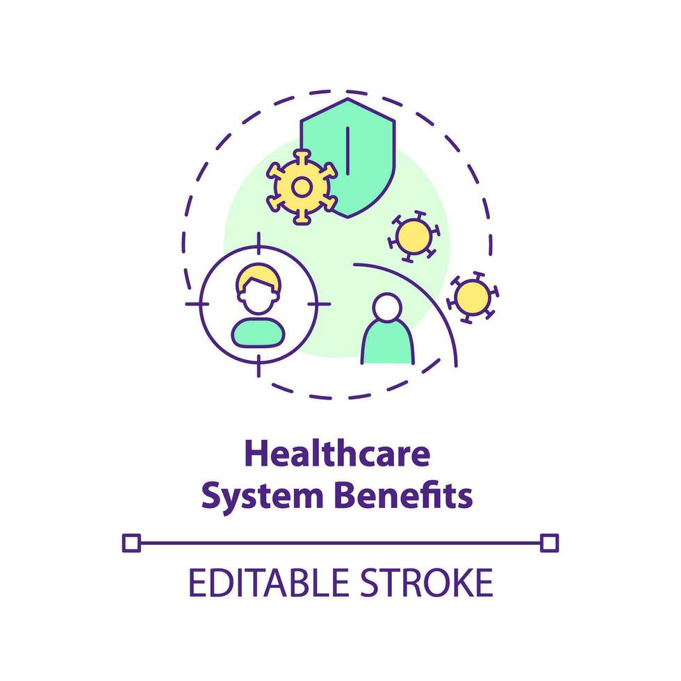 cuidados de saúde sistema benefícios conceito ícone. doença gestão desenvolvimento. vantagem do precisão remédio abstrato idéia fino linha ilustração. isolado esboço desenho. editável acidente vascular encefálico vetor