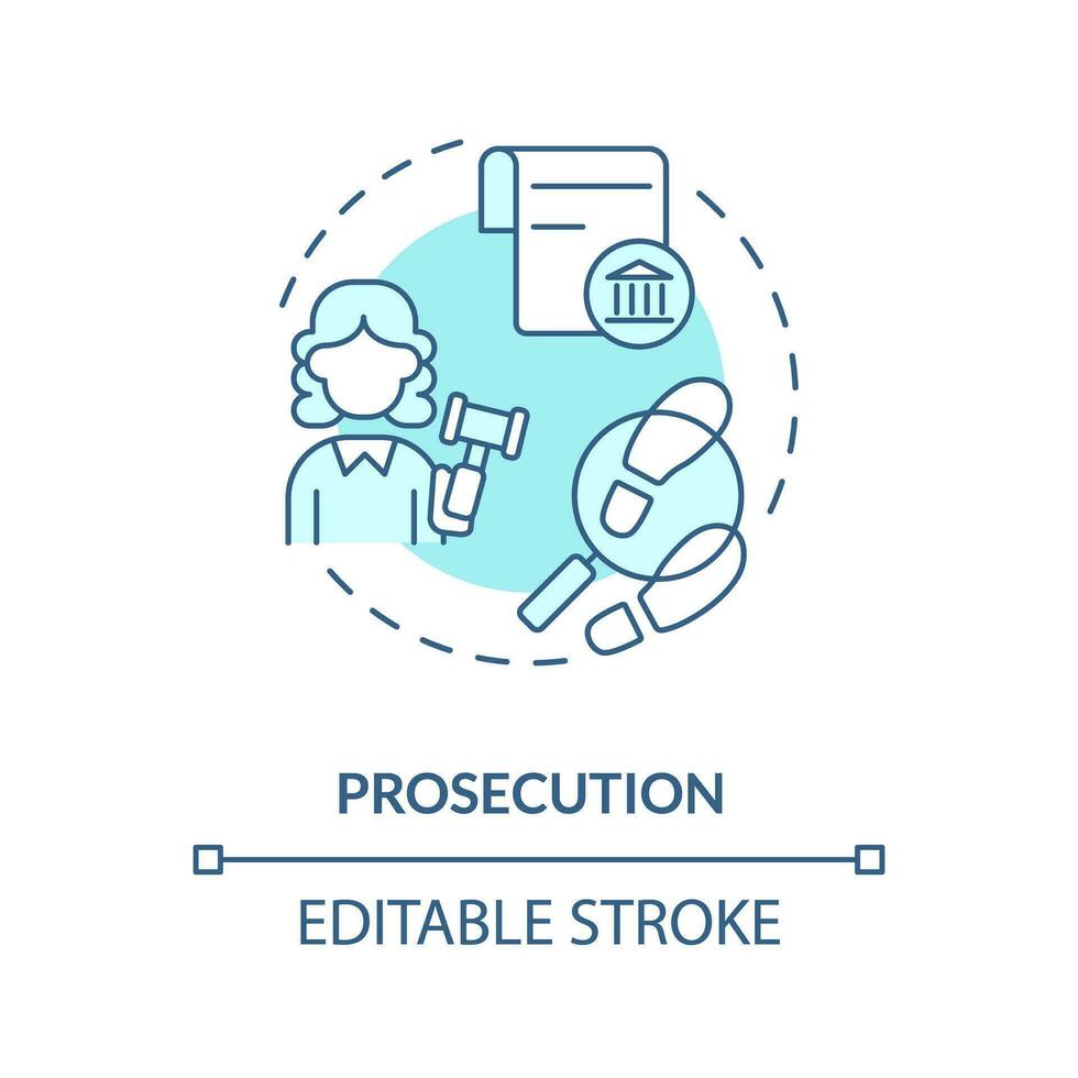 acusação azul conceito ícone. acusado do crime. ação judicial. justiça sistema abstrato idéia fino linha ilustração. isolado esboço desenho. editável acidente vascular encefálico vetor