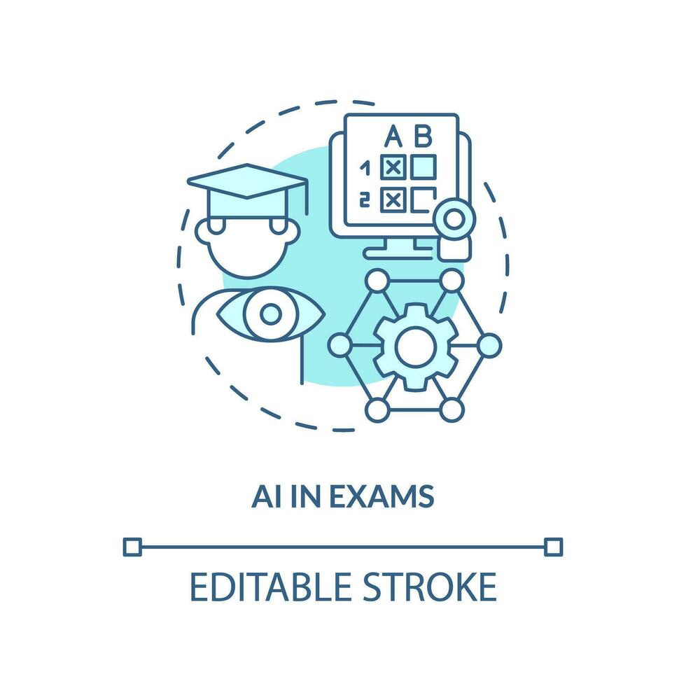 2d fino linha azul ícone representando ai dentro exames, isolado Customizável vetor ilustração do inovação dentro Educação.