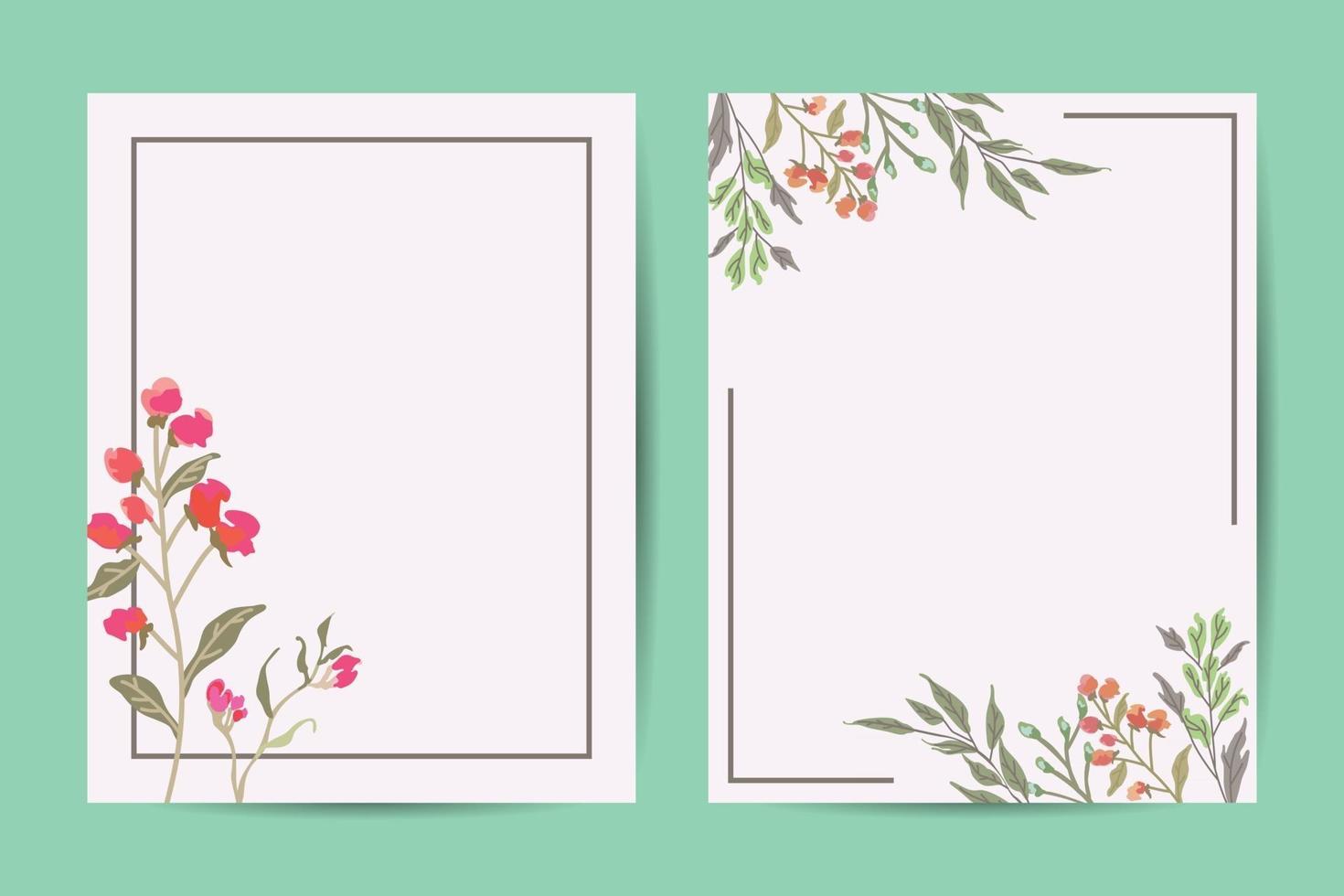 vetor floral hortaliças cartão desig frame. convite de casamento pôster convite desenhado à mão ilustração artística