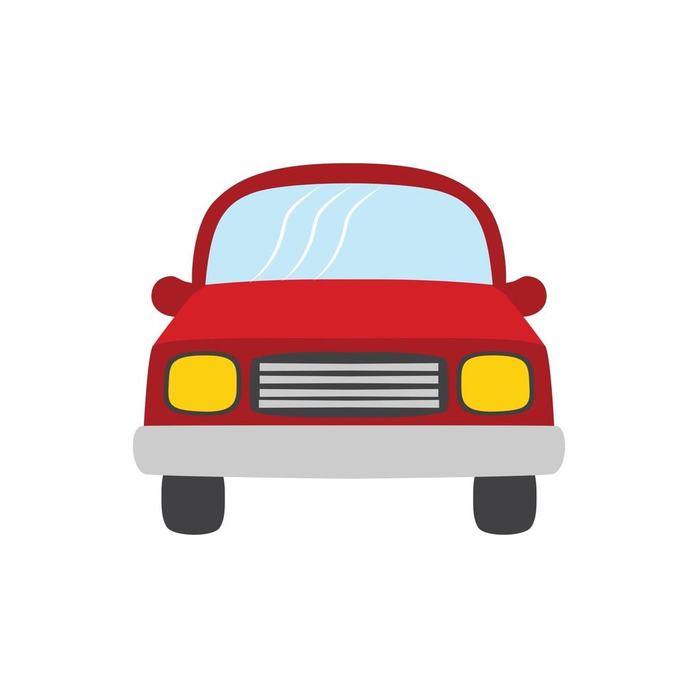 ilustração vetorial de cor vermelha carro, carro isolado no fundo branco, vista frontal do carro vermelho estilo plano, símbolo de veículo de design simples vetor