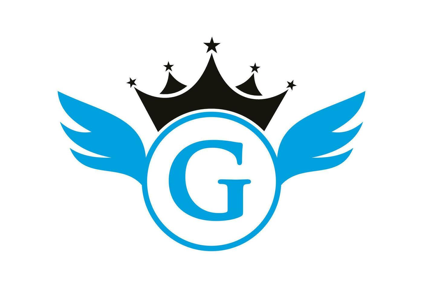 carta g transporte logotipo com asa, escudo e coroa ícone. asa logotipo em escudo símbolo vetor