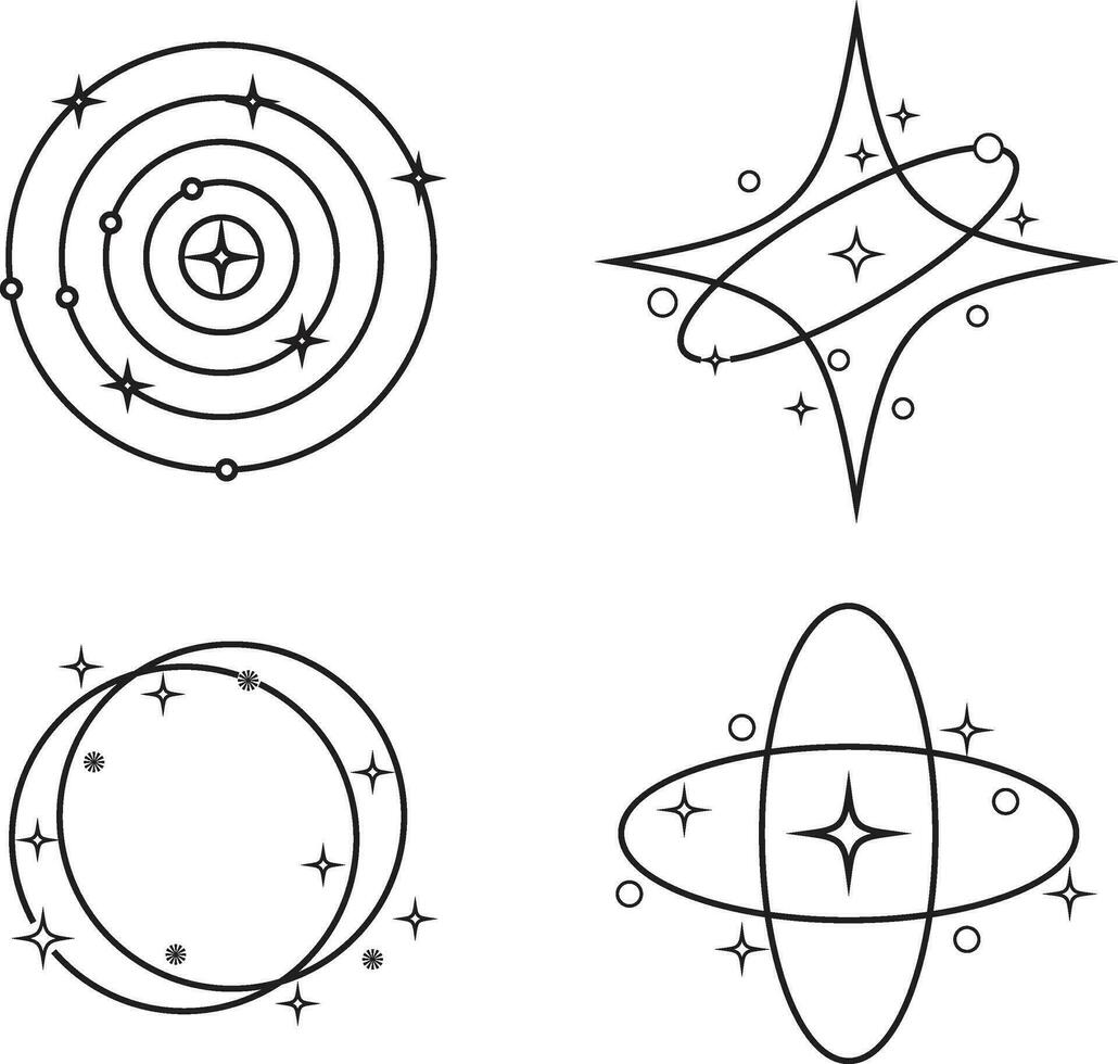 moderno cósmico vintage minimalista vetor ilustração conjunto