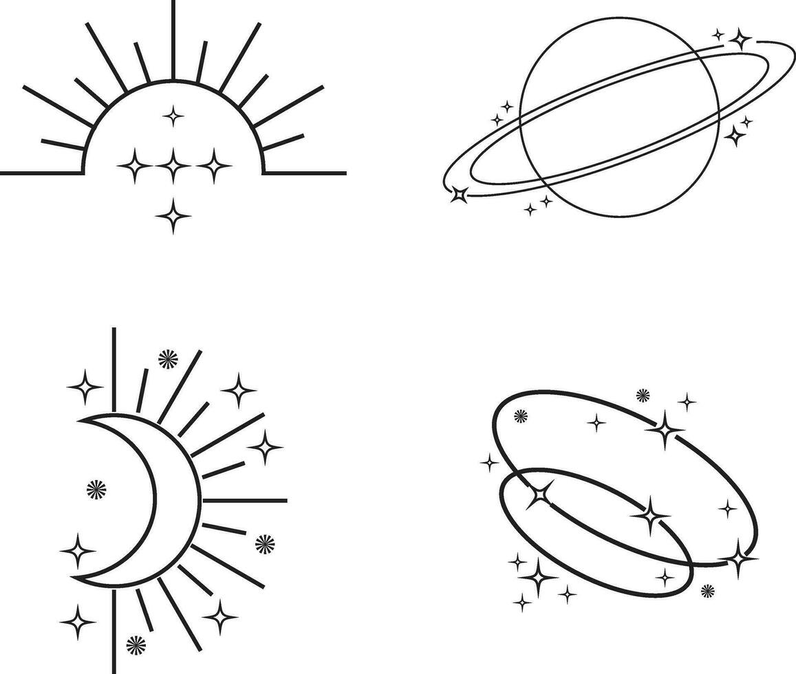 moderno cósmico vintage minimalista vetor ilustração conjunto