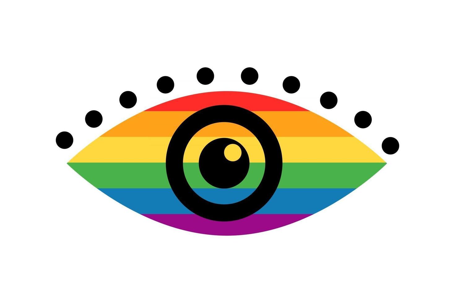 olhos coloridos nas cores da bandeira do arco-íris do orgulho, isolada no fundo branco. ilustração em vetor plana. design para banner, cartaz, cartão, folheto