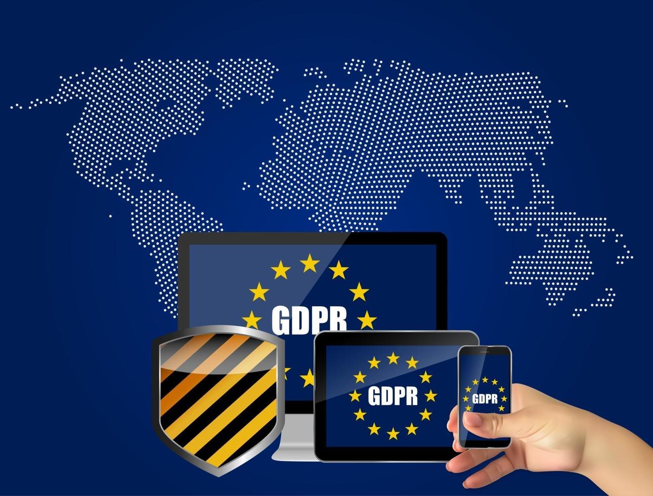 gdpr - contexto geral de regulamentação de proteção de dados. ilustração vetorial vetor