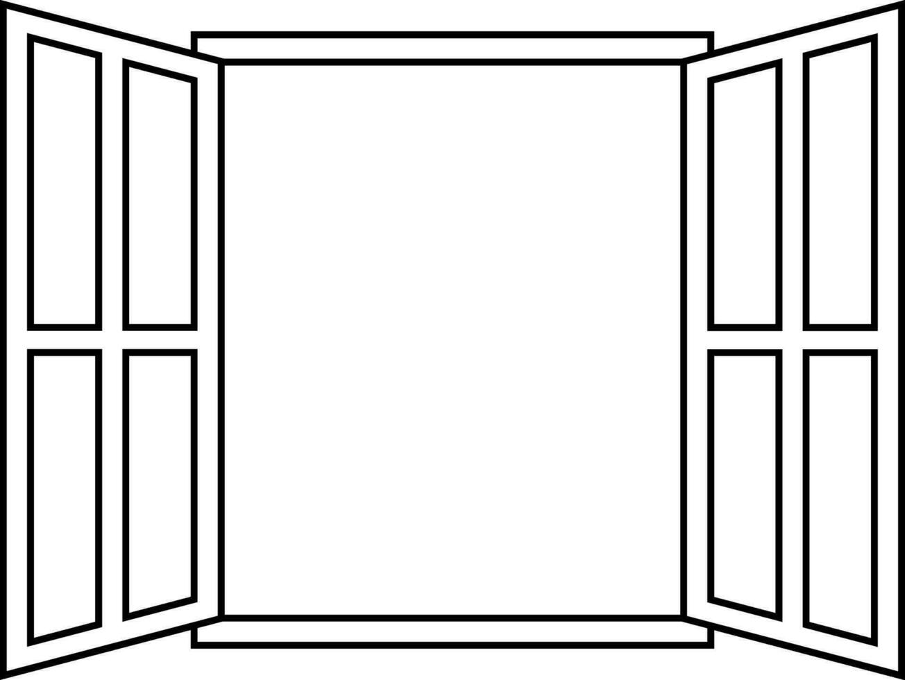 ícone placa aberto janela vetor esboço aberto janela quadro, Armação