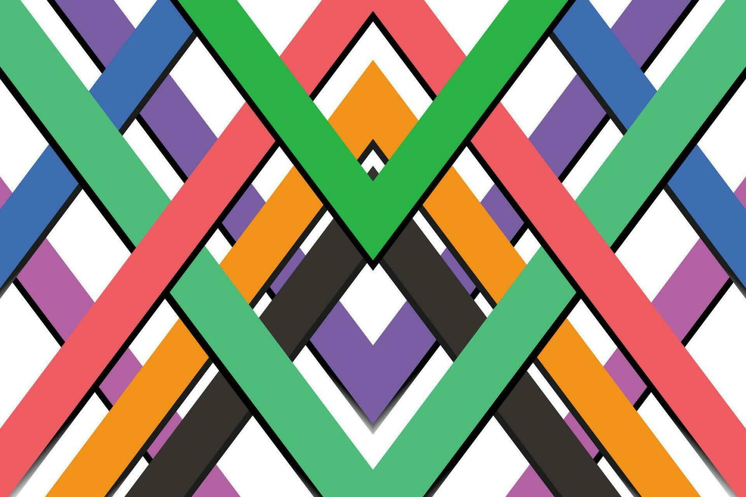 colorida abstrato Projeto fez acima do múltiplo linhas arranjado dentro uma ziguezague padronizar. a linhas estão do vários cores Incluindo azul, verde, vermelho, e amarelo, e elas estão arranjado dentro uma diagonal padronizar vetor