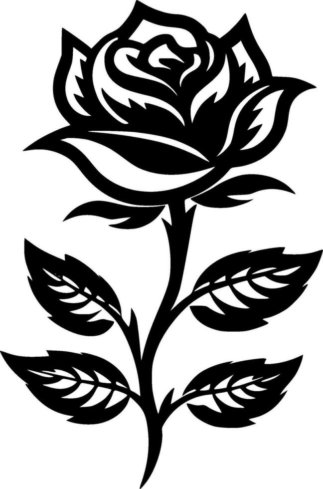 flor, Preto e branco vetor ilustração