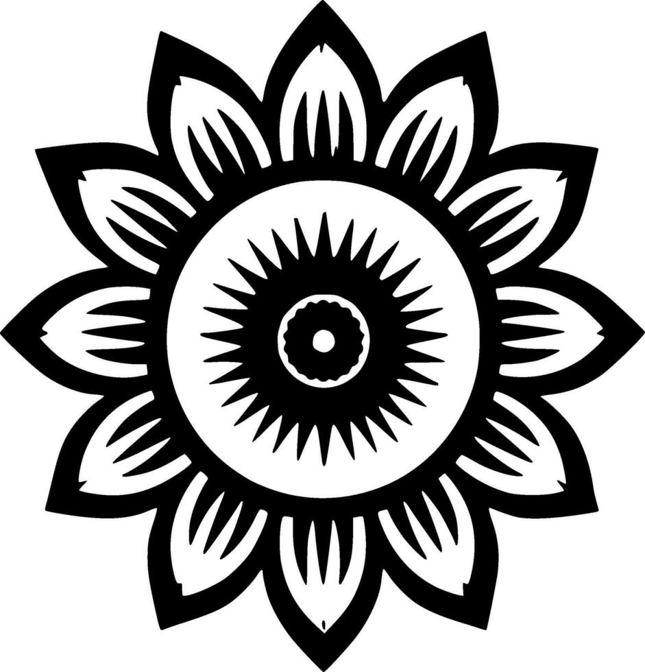 flor, Preto e branco vetor ilustração