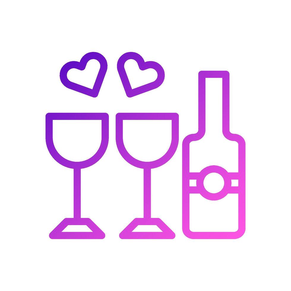 vinho amor ícone gradiente roxa Rosa estilo namorados ilustração símbolo perfeito. vetor