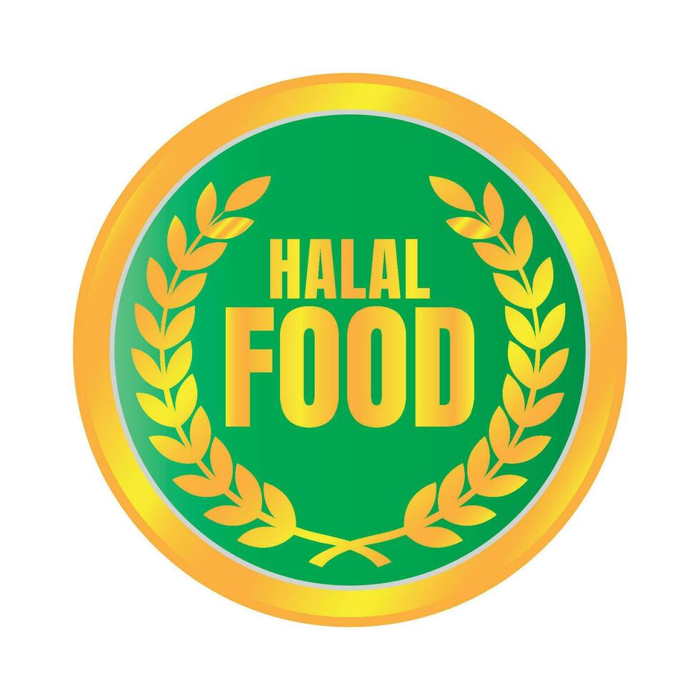 halal Comida certificado crachá carimbo, autorizado halal beber e Comida produtos rótulo, aprovado halal placa carimbo vetor