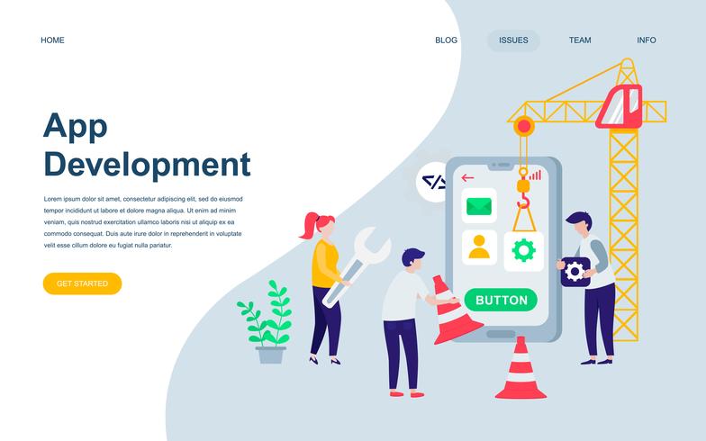 Modelo de design de página web plana moderna de desenvolvimento de aplicativos vetor