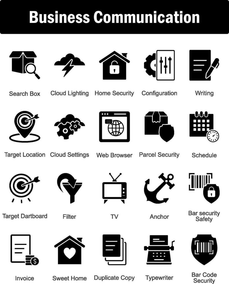 uma conjunto do 20 o negócio ícones Como procurar caixa, nuvem raio, casa segurança vetor