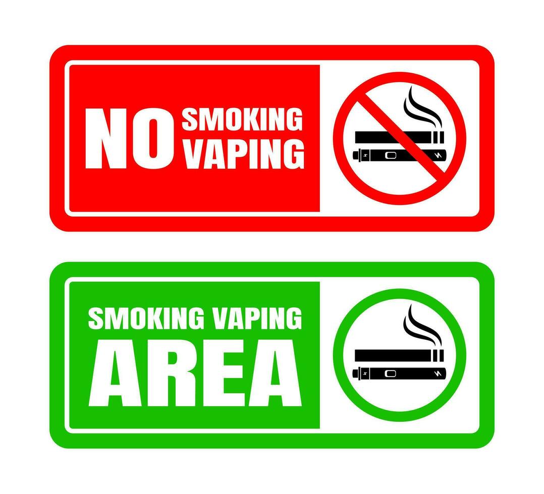 não fumar não Cigarro eletrônico e fumar área placa definir. vetor