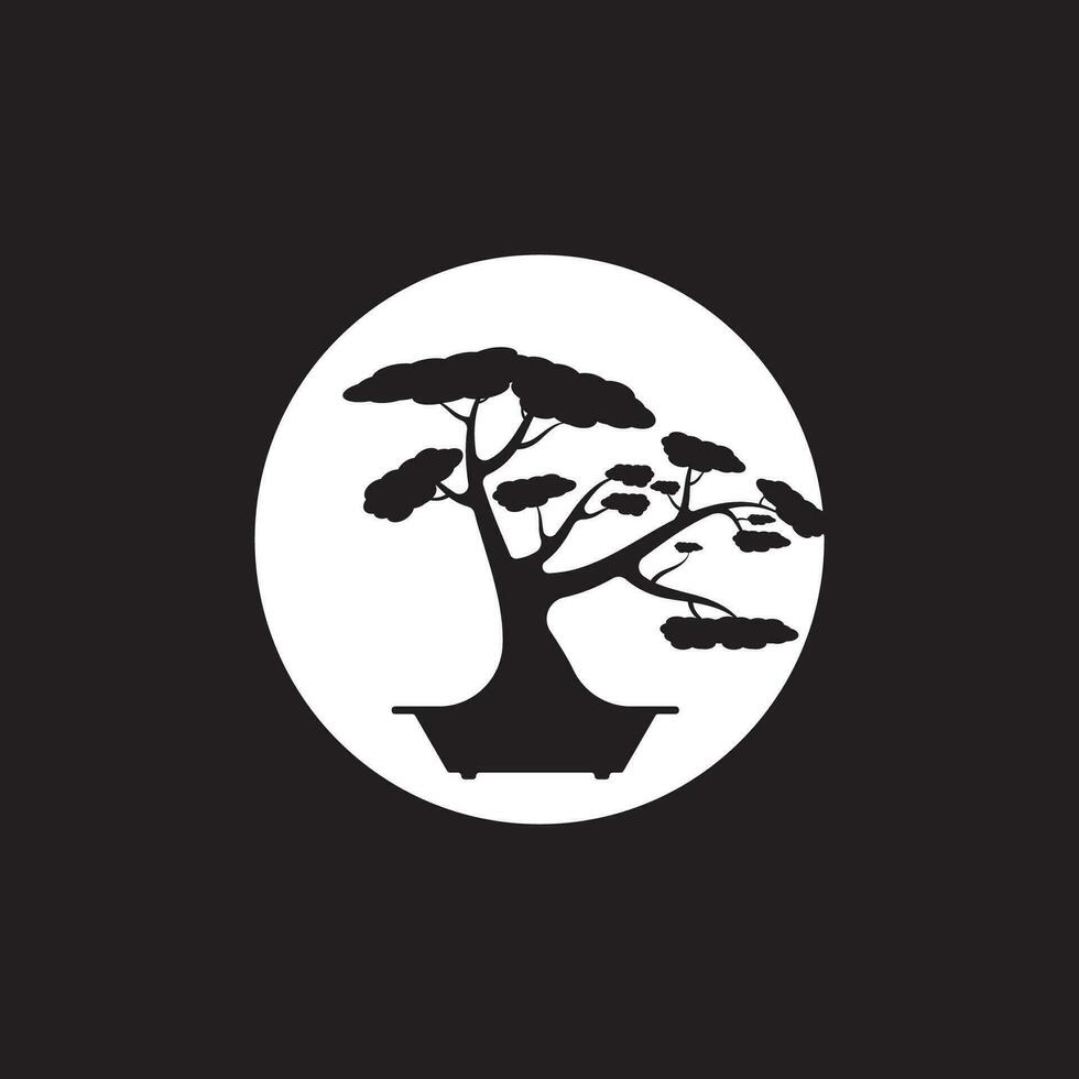 bonsai logotipo Projeto. japonês mini pequeno plantar árvore silhueta logotipo Projeto vetor