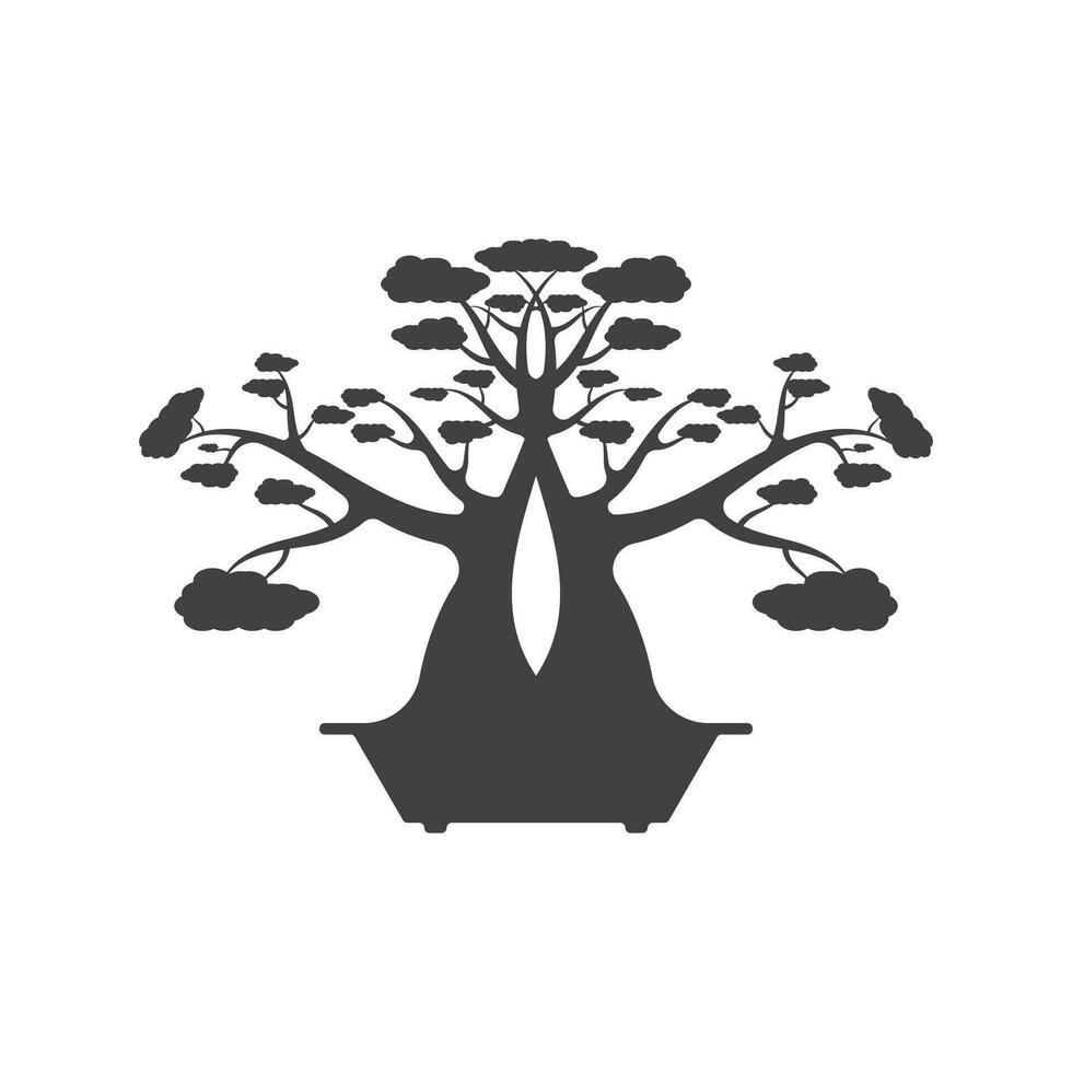 bonsai logotipo Projeto. japonês mini pequeno plantar árvore silhueta logotipo Projeto vetor