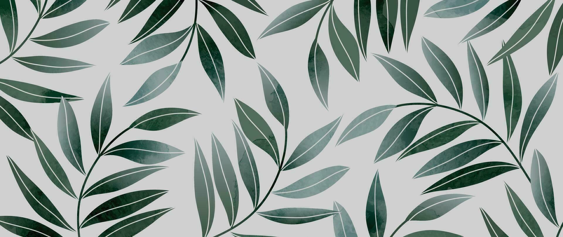 abstrato folhagem botânico fundo vetor. verde aguarela papel de parede do tropical plantas, folha galhos, folhas, floresta. folhagem Projeto para bandeira, impressões, decoração, parede arte, decoração. vetor