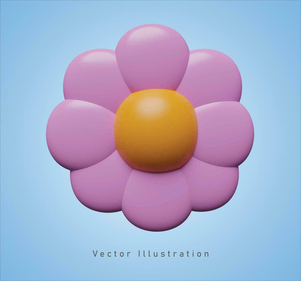 Rosa flor dentro 3d vetor ilustração