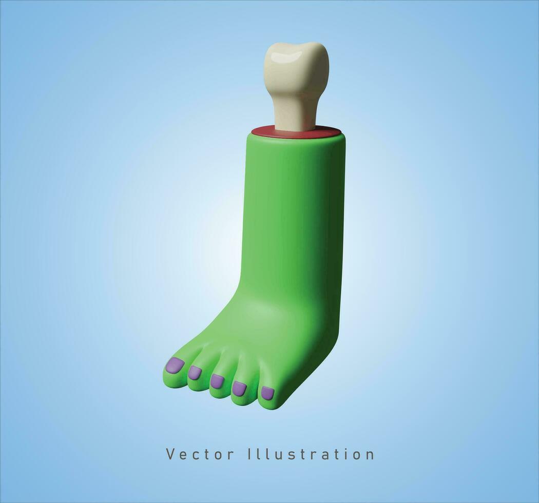 zumbi pé dentro 3d vetor ilustração