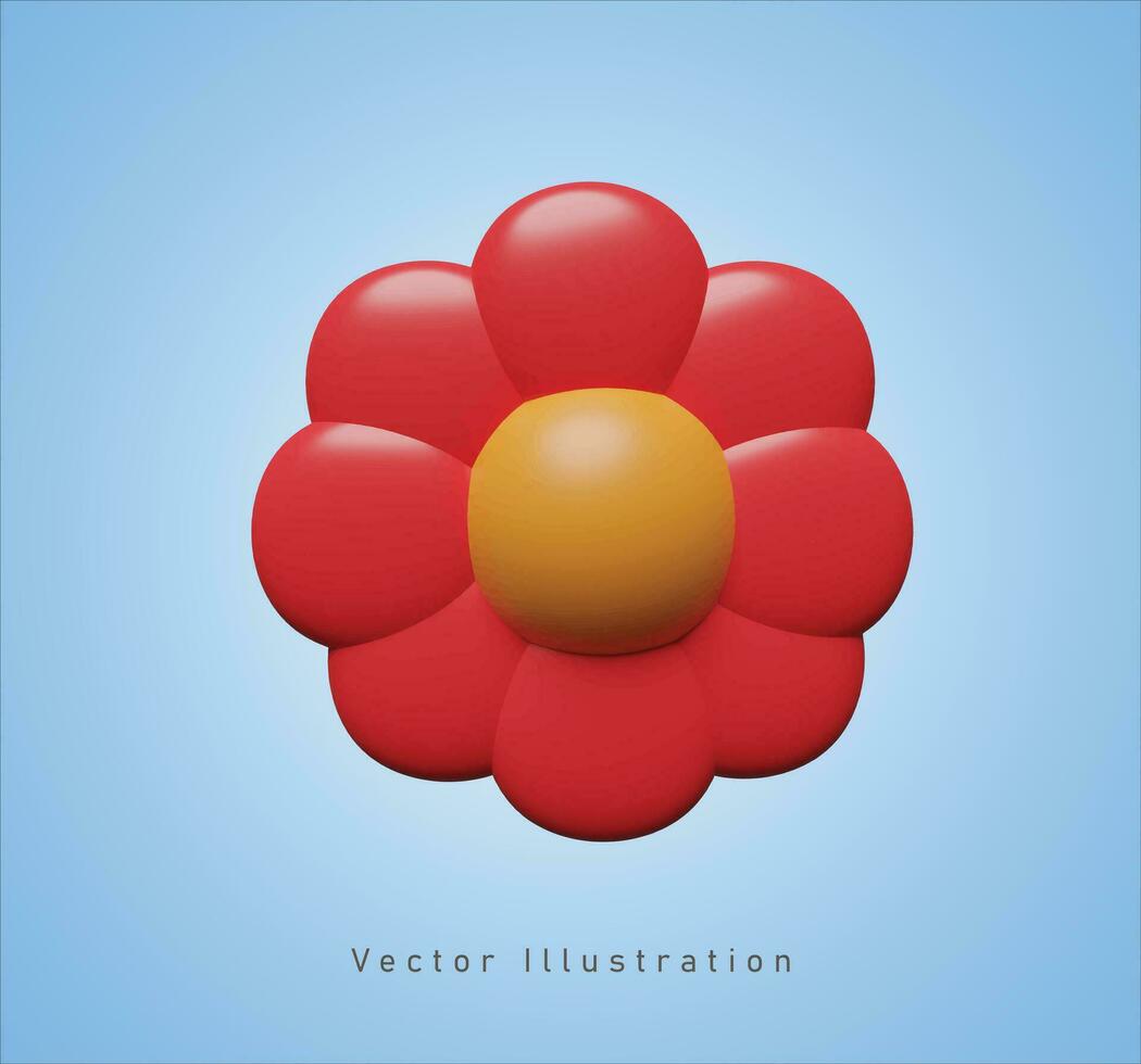 vermelho flor dentro 3d vetor ilustração